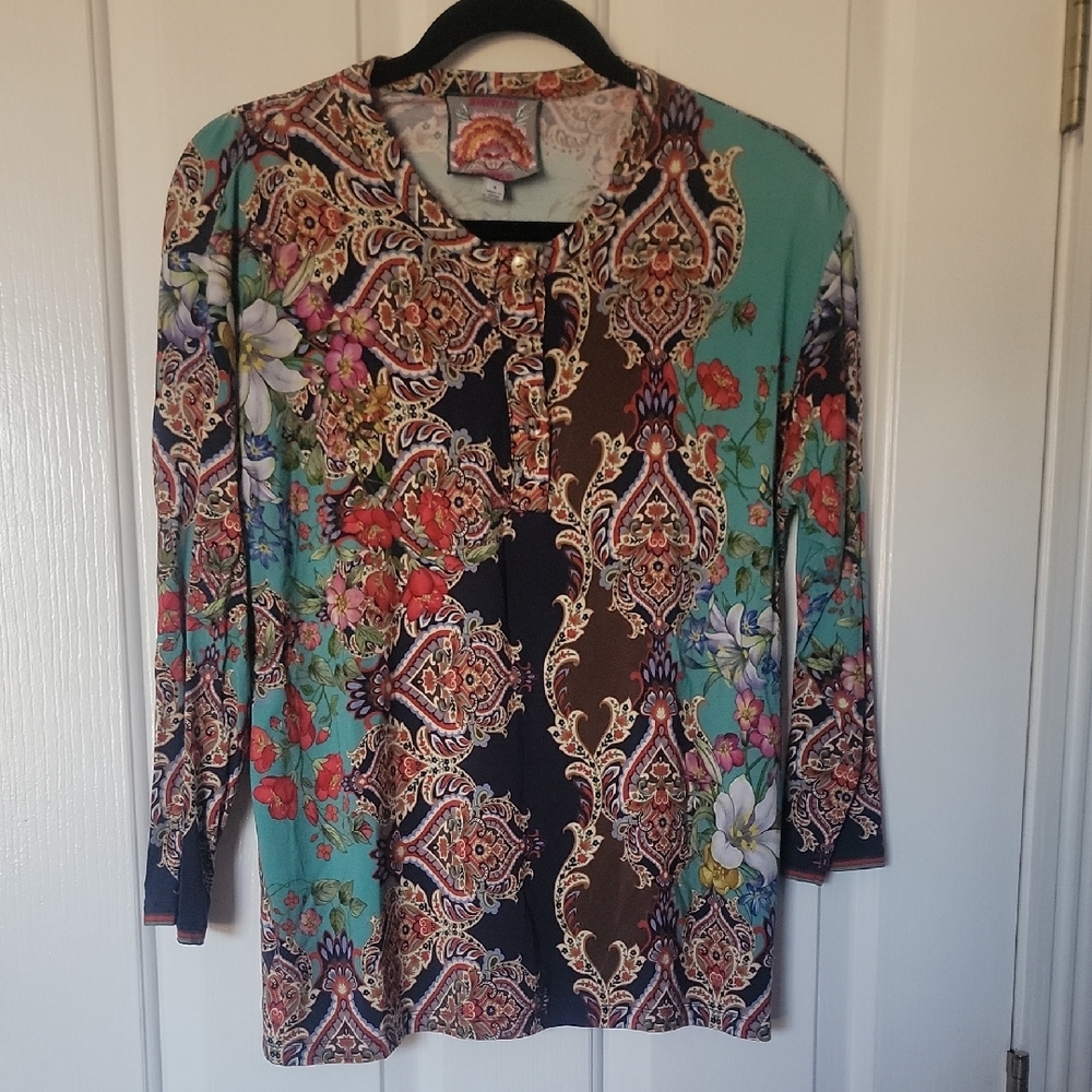 Johnny Was Multicolor Floral Blouse Size Small